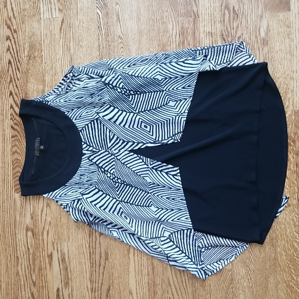 (S) Picadilly Fashions Super Flowy and Feminine Tank Top with Sheer Overlay